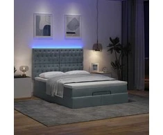 Osmanų lova su čiužiniais ir LED Tamsiai pilka 140x200cm Velvet