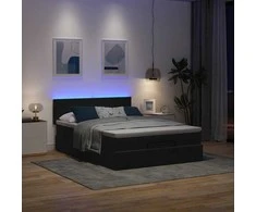 Osmanų lova su čiužiniu ir LED Juodas 140x190cm Velvet