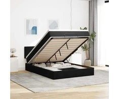 Osmanų lova su čiužiniu ir LED Juodas 140x190cm Velvet