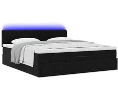 Osmanų lova su čiužiniu ir LED Juodas 160x200cm Velvet