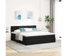Osmanų lova su čiužiniu ir LED Juodas 180x200cm Velvet