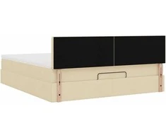 Osmanų lova su čiužiniu ir LED kreminiu 180x200 cm audiniu