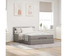 Osmanų lova su čiužiniu ir LED lemputėmis Taupe 140x200 cm