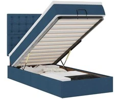 Osmanų lova su čiužiniu ir LED lemputėmis Mėlynas 90x200 cm