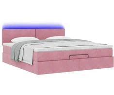 Osmanų lova su čiužiniu ir LED Rožinis 160x200cm Velvet