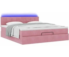 Osmanų lova su čiužiniu ir LED Rožinis 160x200cm Velvet