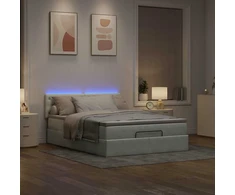 Osmanų lova su čiužiniu ir LED šviesiai pilka 140x200cm Velvet