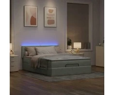 Osmanų lova su čiužiniu ir LED šviesiai pilka 140x200cm Velvet
