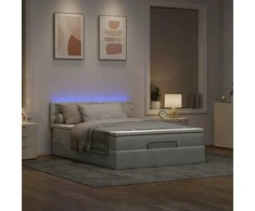 Osmanų lova su čiužiniu ir LED šviesiai pilka 140x200cm Velvet