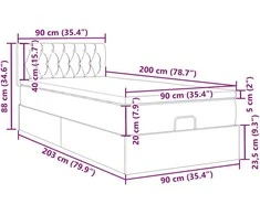Osmanų lova su čiužiniu ir LED, tamsiai rudas, 90x200cm audinys