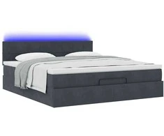 Osmanų lova su čiužiniu ir LED Tamsiai pilka 180x200cm Velvet