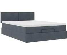 Osmanų lova su čiužiniu ir LED Tamsiai Pilka 140x200cm Velvet