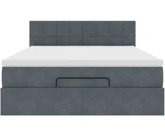 Waszemeble Osmanų lova su čiužiniu ir LED Tamsiai Pilka 140x200cm Velvet