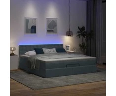 Osmanų lova su čiužiniu ir LED Tamsiai pilka 180x200cm Velvet
