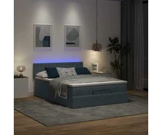Osmanų lova su čiužiniu ir LED Tamsiai Pilka 140x200cm Velvet
