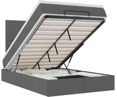 Osmanų lova su čiužiniu ir LED tamsiai pilkas 120x190cm audinys