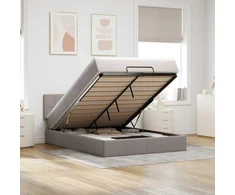 Osmanų lova su čiužiniu ir LED, taupe, 140x190cm, audinys