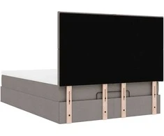 Osmanų lova su čiužiniu ir LED, taupe, 140x190cm, audinys