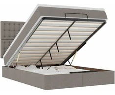 Osmanų lova su čiužiniu ir LED, taupe, 140x190cm, audinys