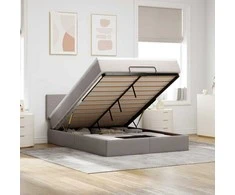 Osmanų lova su čiužiniu ir LED, taupe, 140x190cm, audinys