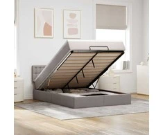 Osmanų lova su čiužiniu ir LED, taupe, 140x190cm, audinys