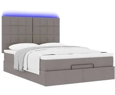 Osmanų lova su čiužiniu ir LED, taupe, 140x190cm, audinys