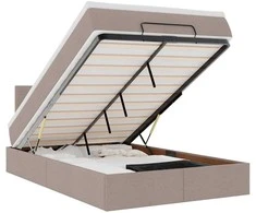 Osmanų lova su čiužiniu ir LED, taupe sp., 120x190cm, audinys