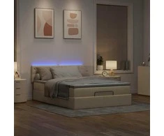 Osmanų lova su čiužiniu ir LED kreminiu 140x190cm audinys