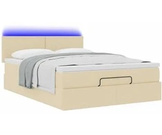 Osmanų lova su čiužiniu ir LED kreminiu 140x190cm audinys