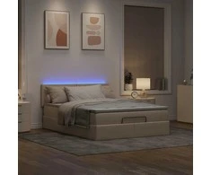 Osmanų lova su čiužiniu ir LED kreminiu 140x190cm audinys