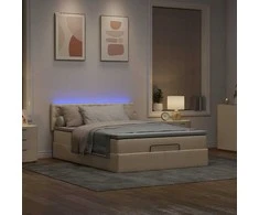 Osmanų lova su čiužiniu ir LED kreminiu 140x190cm audinys