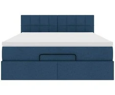 Osmanų lova su čiužiniu ir LED Mėlynas 140x190cm audinys