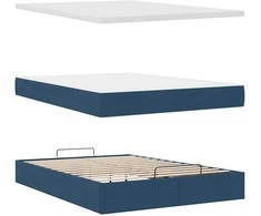 Osmanų lova su čiužiniu ir LED Mėlynas 140x190cm audinys