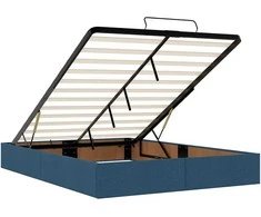 Osmanų lova su čiužiniu ir LED Mėlynas 140x190cm audinys