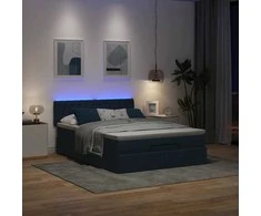 Osmanų lova su čiužiniu ir LED Mėlynas 140x190cm audinys