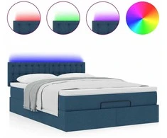 Osmanų lova su čiužiniu ir LED Mėlynas 140x190cm audinys