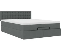 Osmanų lova su čiužiniu ir LED tamsiai pilka 140x190cm audinys