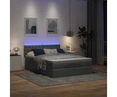 Osmanų lova su čiužiniu ir LED tamsiai pilka 140x190cm audinys