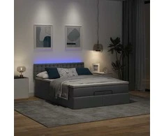 Osmanų lova su čiužiniu ir LED tamsiai pilka 140x190cm audinys