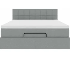 Osmanų lova su čiužiniu ir LED šviesiai pilka 140x190cm audinys