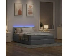Osmanų lova su čiužiniu ir LED šviesiai pilka 140x190cm audinys