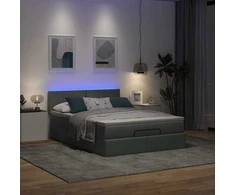 Osmanų lova su čiužiniu ir LED tamsiai pilka 140x190cm audinys