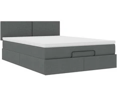 Osmanų lova su čiužiniu ir LED tamsiai pilka 140x190cm audinys