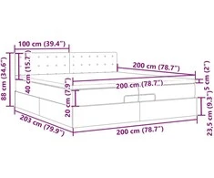 Osmanų lova su čiužiniu Tamsiai rudas 200x200 cm Audinys