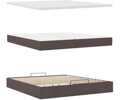 Osmanų lova su čiužiniu Tamsiai rudas 200x200 cm Audinys