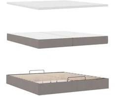 Osmanų lova su čiužiniu Taupe 200x200 cm Audinys
