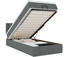 Osmanų lovos rėmas su čiužiniu, pilkas, 90x190cm, audinys