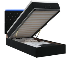 Otmana lova su matracsu ir LED Juoda 100 x 200 cm Aksomas