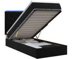 Otmana lova su matracsu ir LED Juoda 100 x 200 cm Aksomas