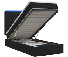 Otmana lova su matracsu ir LED Juoda 100 x 200 cm Audinys